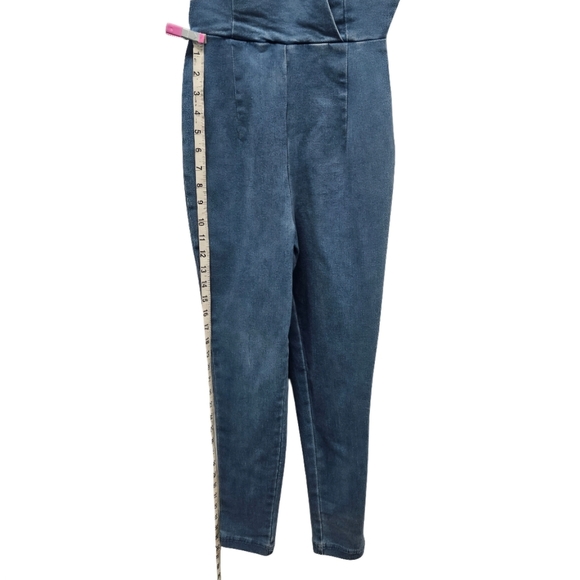 Highway Jeans Spaghetti Strap Jumpsuit Size Small Sleeveless Stretch Blue Denim - Picture 15 of 16